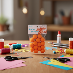 Ilan Bolita Pompom 2,5 cm Orange Fournitures d'artisanat 15 pièces - Product Image 3