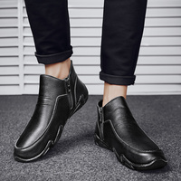 Sepatu bot kulit sapi asli pria, Kasut Ankle ditambah beludru hangat Anti Slip buatan tangan untuk musim dingin salju