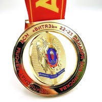 Médaille sportive du Guangdong en alliage de zinc à finition antique, gravure de logo 3D, dorure personnalisée, impression numérique, forme irrégulière