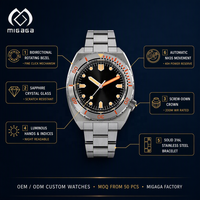 Montre personnalisée OEM pour homme, 40 mm, orange et noir, lunette tournante chronométrée, montre de plongée automatique, montre lumineuse pour homme