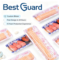 Vassoio per Sushi Personalizzato con Stampa Sakura, Monouso, in PVC per Alimenti, con Coperchio Trasparente, Confezione Giapponese da Asporto per Sashimi