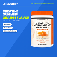 LIFEWORTH Gommes à la Créatine Monohydrate Saveur Orange 90 Gommes Formule de Soutien Concentration Force Endurance pour Nutrition Sportive 454g