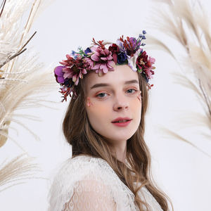 Corona de flores para boda, corona de flores púrpura, 1960E - Product Image 1