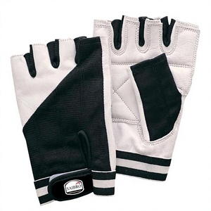 SAIBRO Half Finger Leather Gloves for <b>Weight</b> Lifting Gym Fitness Unisex Adjustable Wrist Strap - Product Image 3