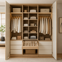 Ensemble armoire et coiffeuse minimaliste sur mesure, du sol au plafond, unité murale de rangement multifonctionnelle pour fenêtre