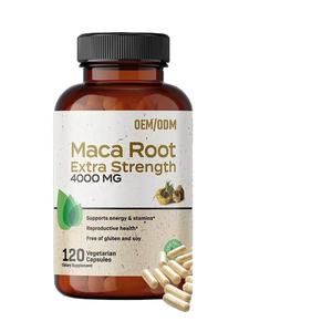 オーガニック100%ピュア非遺伝子組み換えビーガンマカ根カプセル4000mg天然エナジーチャージャー生殖機能サポートハーブサプリメント - Product Image 1