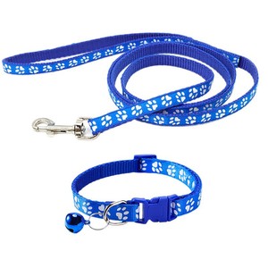 Cat leash with paw print pattern, adjustable pet collar with bell, cross-border cat and <b>dog</b> leash, spot wholesale. - Product Image 5