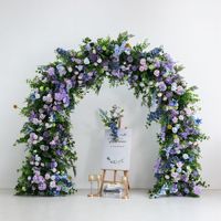 Gapura Bunga Sutra Biru Ungu Mewah Buatan, Mudah Dipasang untuk Acara Pernikahan, Pesta, Sewa, Dekorasi Jendela Toko - J&M