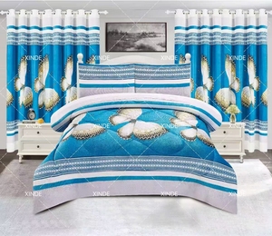 Bán Buôn Phong Cách Mới 7Pcs Hoa Borrego Nhung Lông Cừu Comforter Bộ Đồ Giường Set Với Rèm Cửa - Product Image 5