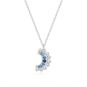 Ensemble de 2 colliers assortis pour couple en acier inoxydable, soleil et lune, avec pendentif en cuivre entièrement serti de zirconias, pour femmes - Product Image 4
