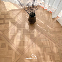 Plancher de blocs de bois de chêne à grain d'extrémité coupe croisée motif d'anneau annuel parquet artisanal pour appartement de villa de luxe et intérieur