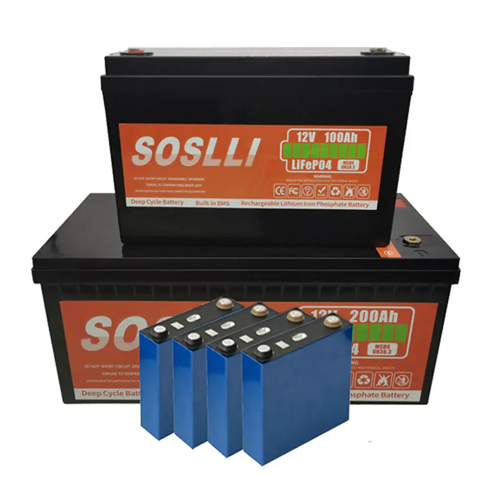 Oem Oplaadbare 12V 100ah Lithium-Ijzerbatterij 50ah 60ah 100ah 200ah 300ah 400ah Lifepo4 Batterij 12V Lithium Batterij