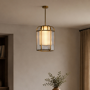 Modern Brass Ribbed Glass Pendant <b>Light</b> Luxury Lantern Chandelier for <b>Dining</b> Room lamp Hotel OEM ODM Custom Factory - Product Image 2