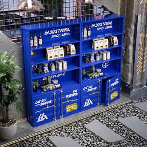 Soporte de exhibición comercial de metal de estilo industrial para <span class=keywords><strong>tienda</strong></span> de té de la leche Café Escaparate de productos de moda con estilo - Product Image 3