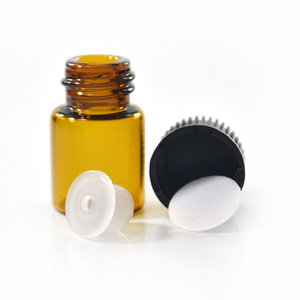 Mini-Glasflasche mit Schraubverschluss und Stopfen, 2ml Braune Glasfläschchen mit Schraubkappen, Nasee für Ätherische Öle, Flüssigkeiten, Toner - Product Image 3