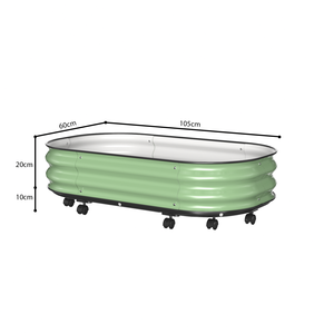 Kits de jardinières ovales surélevées <span class=keywords><strong>en</strong></span> métal, bacs à fleurs avec roulettes au fond - Product Image 6