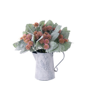 Branche de fleur artificielle en feuille d'argent rose en PVC souple pour décoration de mariage et d'intérieur - Product Image 5