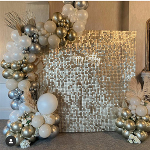 Superbe toile de fond murale durable pour mariage/concert, carrée 30x30cm, avec dos transparent irisé et paillettes miroir vert émeraude scintillantes - Product Image 2