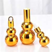 Vente en gros de flacons en verre gourd électro-plaqué doré pour cosmétiques, contenants compte-gouttes pour huiles essentielles, 10 ml, 20 ml, 30 ml, 50 ml, 100 ml