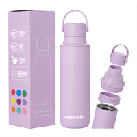 Bouteille d'eau isotherme en acier inoxydable 304 de 20 oz sans BPA, anti-fuite, avec logo personnalisé, infuseur à fruits et poignée