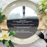 Carte de menu ronde en acrylique personnalisée, marque-place de table en acrylique pour mariage, banquet, fiançailles, événement, décoration de table