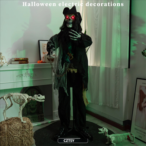 Ornement Animé <span class=keywords><strong>Capitaine</strong></span> Pirate Debout Yeux Lumineux Décoration Électrique à Induction Oscillante pour Fête d'Halloween Accessoire Animatronique - Product Image 1