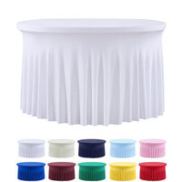 Housse de table blanche de 60 pouces, en spandex tissé épais de qualité supérieure, nappe ronde extensible pour la décoration de mariage, de restaurant et de banquet