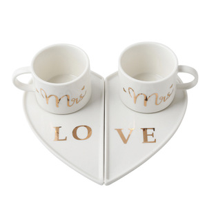 Valentine's Day Gift Couple <b>Mug</b> <b>Set</b> Heart Shaped <b>Coffee</b> Cup and Saucer Wedding Gift for Couples - Product Image 6