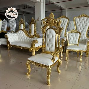 Satılık lüks ucuz otel düğün taht sandalye beyaz kraliçe kral altın taç taht Silla Del Trono sandalyeler - Product Image 2