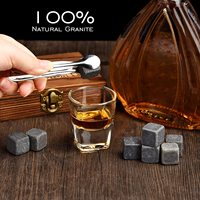 Caja de Madera Reutilizable para Bar, Cubos de Whisky de Granito para Enfriar Bebidas, Set de Regalo para Hombres