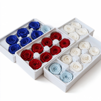 Vente en gros de têtes de roses réelles préservées de 4-5 cm, 8 pièces par boîte, rose éternelle multicolores pour la fabrication de cadeaux floraux faits à la main