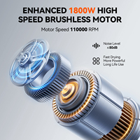 Sèche-cheveux multifonctionnel à écran LCD, moteur sans balais haute vitesse, séchage rapide, ionique, pour usage domestique