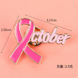 Atacado Pink Breast <span class=keywords><strong>Cancer</strong></span> Awareness Broche Encantos Proteção Ambiental Aids Ribbon Pin Badge Broche - Product Image 4