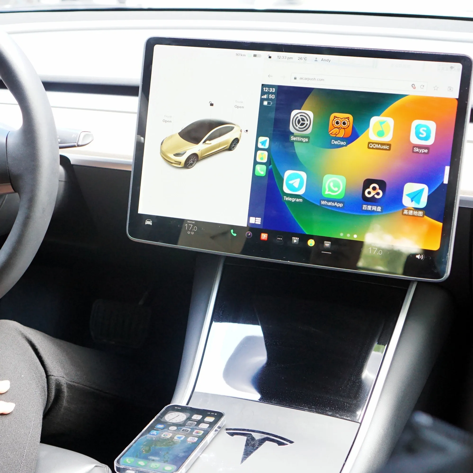 Exploter adaptor mobil nirkabel, adaptor mobil nirkabel Android Plug and play, dongle otomatis untuk Tesla Model 3 Y S, Aksesori Mobil