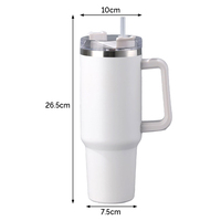 Mugs isothermes portables écologiques 30/40oz 1200ml pour l'extérieur, avec couvercle, poignée et paille, en acier inoxydable à double paroi sous vide