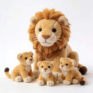Peluche Gigante Realista de Leona con 3 Cachorros de León, Adorable Set Familiar de Animales de Peluche, Juguetes Interactivos de Animales de la Selva - Product Image 4