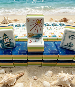 Nouvel ensemble de tuiles de mahjong américaines de luxe à thème océanique, gravées en acrylique, 4 couches, 160 tuiles, haute qualité, vente chaude - Product Image 1