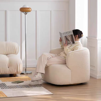 Fauteuil pivotant de style nordique, luxe léger, une place, en fausse fourrure Sherpa, pour cafés, hôtels et bureaux de vente