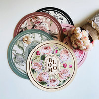 Set de table et sous-plats en cuir PU américain à motif floral, isolant, imperméable et résistant à l'huile pour la maison
