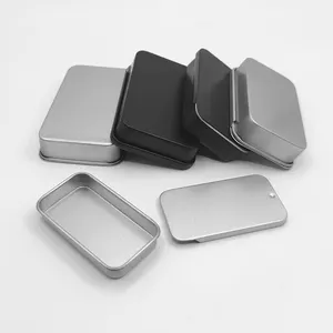 Contenedor de metal para embalaje, cajas de latas, cajón deslizante, latas de embalaje con tapas, tarro de latas de embalaje rectangular
