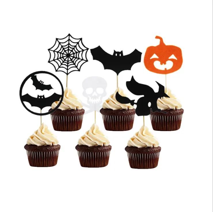 Đồ Trang Trí Mặt Bánh Cupcake Halloween, Đồ Trang Trí Mặt Bánh Hình Dơi Bí Ngô Cho Bữa Tiệc Halloween