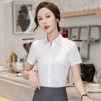 Camisa Profesional de Manga Corta para Mujer, Camisa Blanca, Ropa de Trabajo, Tops para Ir al Trabajo, Estilo Informal de Verano, Camisa Formal de Talla Grande