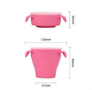 Tazón plegable de silicona de grado alimenticio para bebés y niños, suministros para madres y niños, taza de pajita para aperitivos, tazón de comida portátil para exteriores - Product Image 4