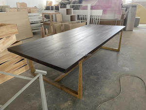 FERLY <span class=keywords><strong>Table</strong></span> de salle à manger de style américain <span class=keywords><strong>Table</strong></span> en bois massif <span class=keywords><strong>Table</strong></span> rectangulaire en métal coulé <span class=keywords><strong>Table</strong></span> et chaise à montants coniques - Product Image 5