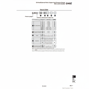 Manómetro sin aceite SMC Pneumatics, sin cobre, con piezas externas, servicio de cumplimiento manual, sin aceite, a la venta - Product Image 1