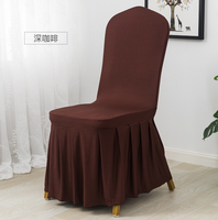 Housses de chaise blanches en Spandex avec jupe pour housse de chaise extensible d'événement pour banquet de fête de mariage
