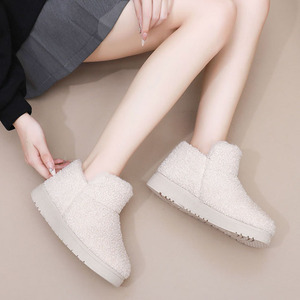 Autumn <strong>Winter</strong> <strong>Lady</strong> Sherpa Thermal Snow Boots Breathable Plush Lining Round Toe Ankle Boots Women Fashion Home Fuzzy <strong>Shoes</strong> - Product Image 3