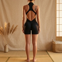 Nouvel ensemble de yoga d'été respirant et sans coutures pour femme – Short et haut sexy dos nu en polyester/nylon à manches courtes pour le sport