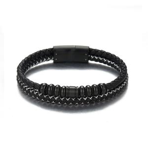 Custom Non Tarnish <b>Men</b> Bracelet Luxury 14k 18k Gold Plated 316l Stainless Steel Leather Braided Bracelet <b>for</b> <b>Men</b> - Product Image 6