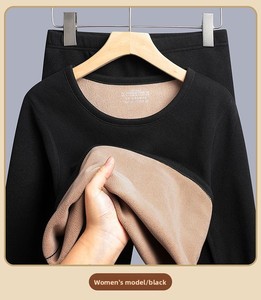 New <strong>Women's</strong> <strong>Thermal</strong> Underwear with Added Fat, Increased Velvet, and Thickened Camel Fur Set for Autumn <strong>Clothes</strong> and Winter Pants - Product Image 2